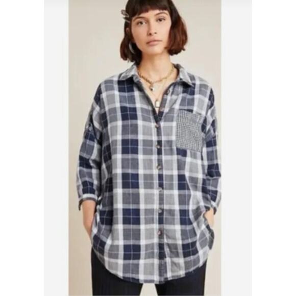 Anthropologie Pilcro Plaid Boyfriend Button Down Shirt SZ XS/S - Picture 1 of 10